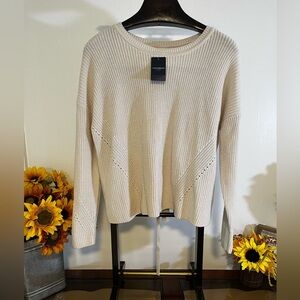 🤍 Lucky Brand ivory Lace-Up Back Knit long sleeve Sweater – Size L 🤍NWT